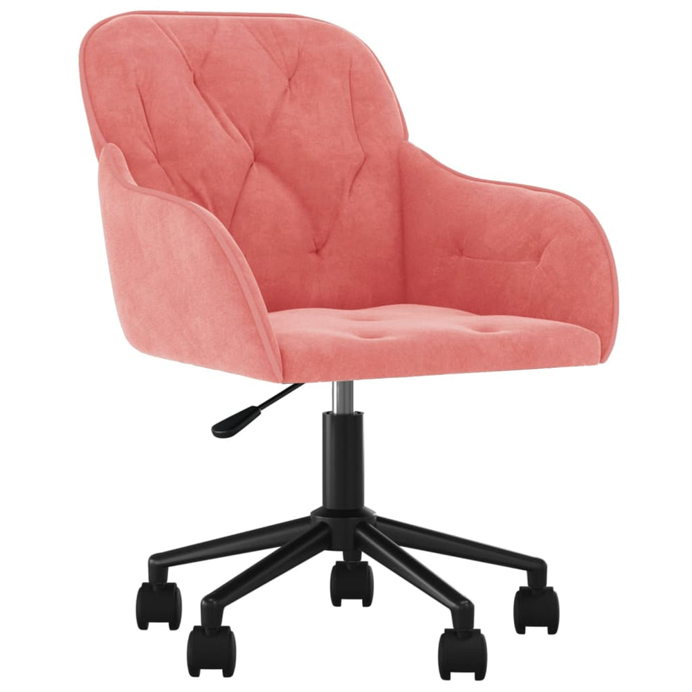 Kantoorstoel draaibaar fluweel roze