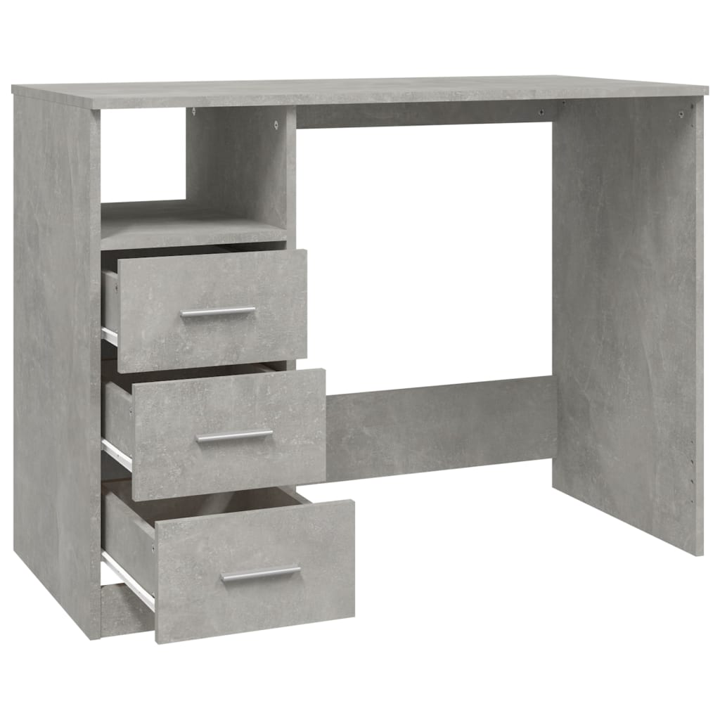 Bureau met lades 102x50x76 cm bewerkt hout betongrijs