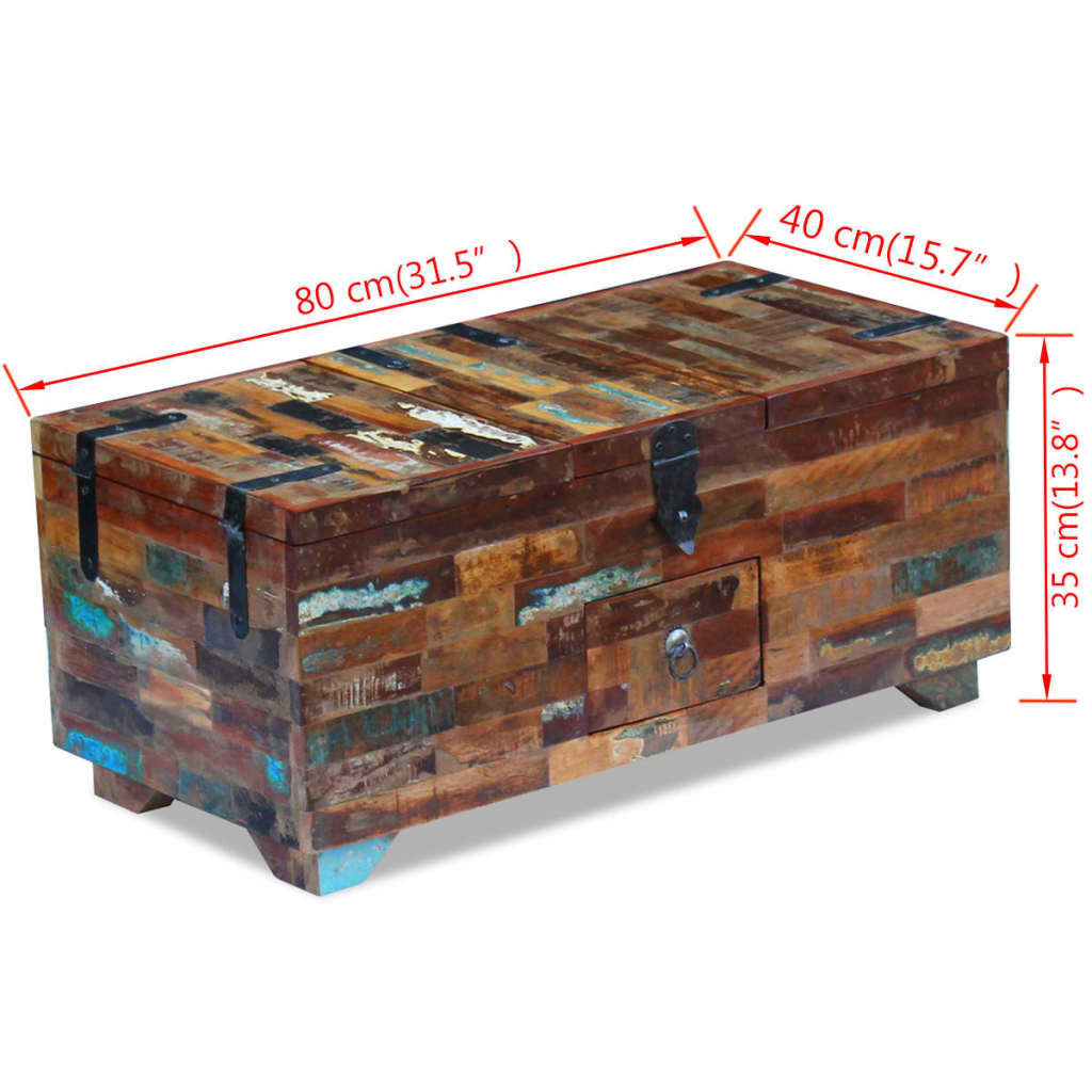 Salontafel kist 80x40x35 cm massief gerecycled hout