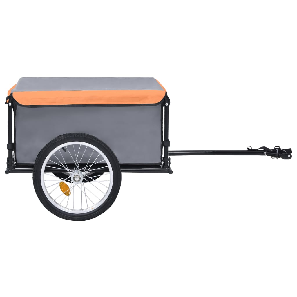 Fietstrailer 65 kg grijs en oranje