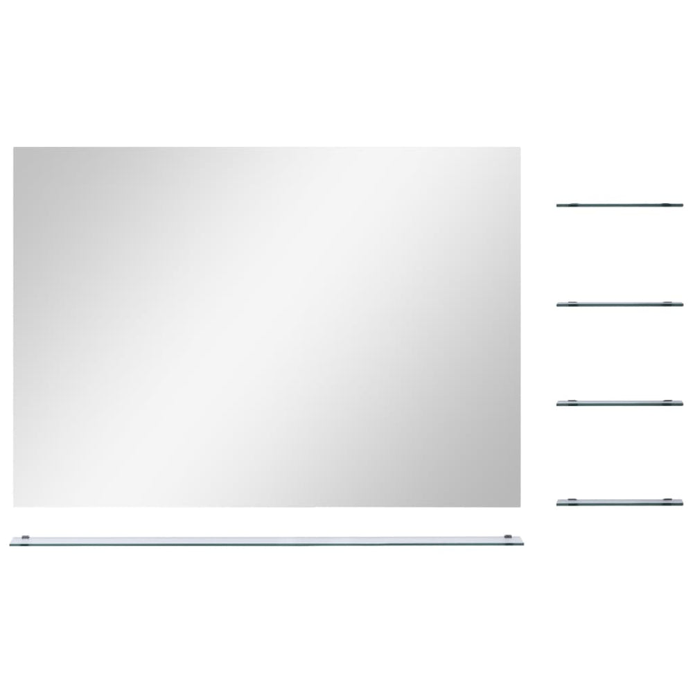 Wandspiegel met 5 schappen 80x60 cm zilverkleurig
