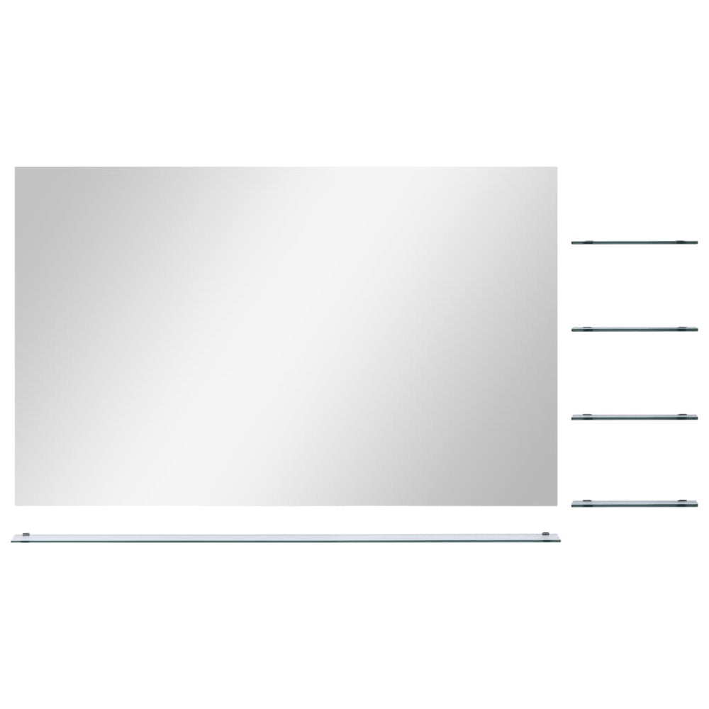 Wandspiegel met 5 schappen 100x60 cm zilverkleurig