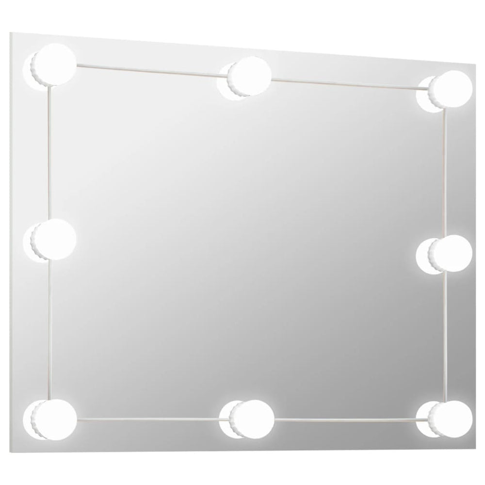 Wandspiegel zonder lijst met LED-lampen rechthoekig glas
