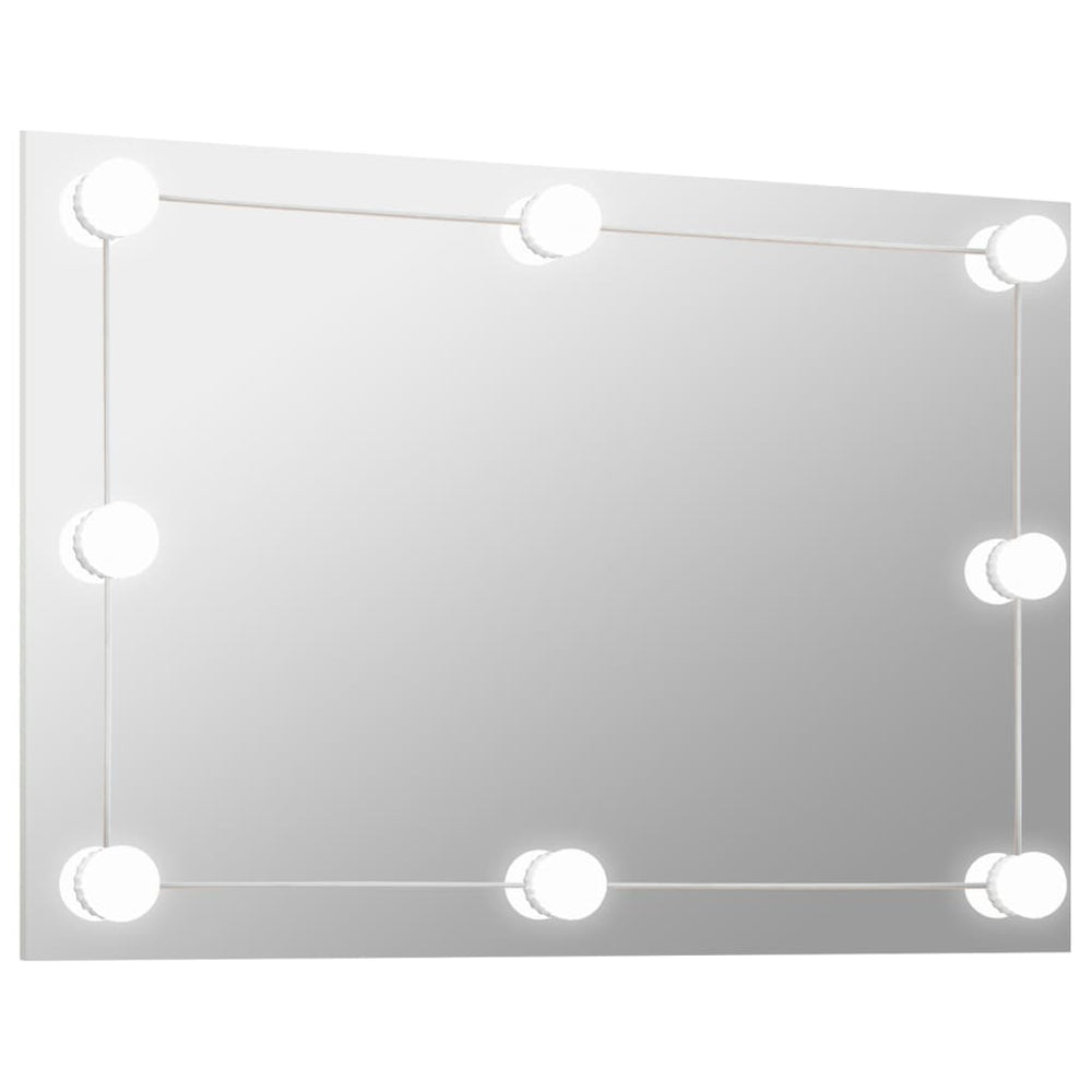 Wandspiegel zonder lijst met LED-lampen rechthoekig glas