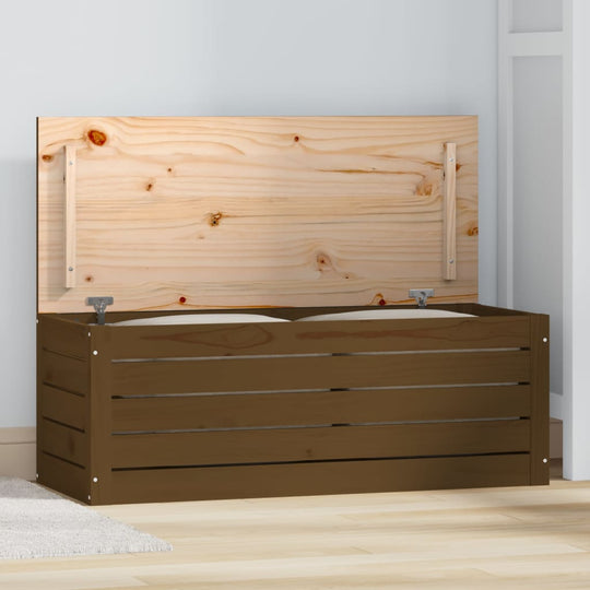 Opbergbox honingbruin 89x36,5x33 cm massief grenenhout