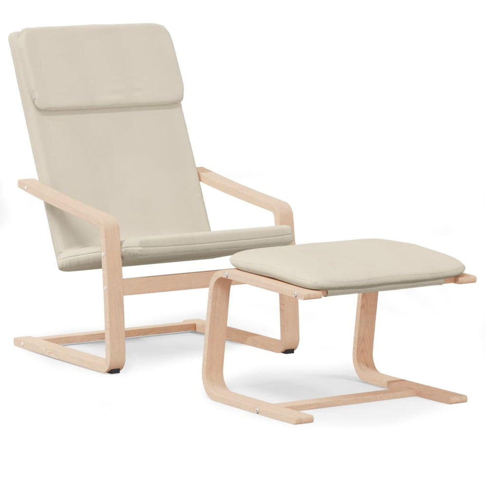 Relaxstoel met voetenbank stof crèmekleurig