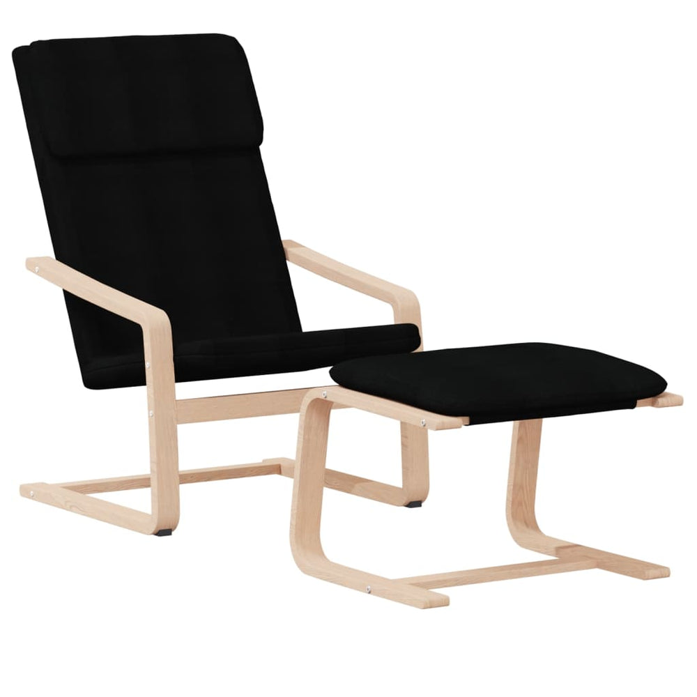 Relaxstoel met voetenbank stof zwart