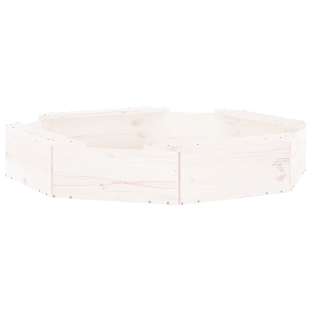 Zandbak met bankjes achthoekig massief grenenhout wit
