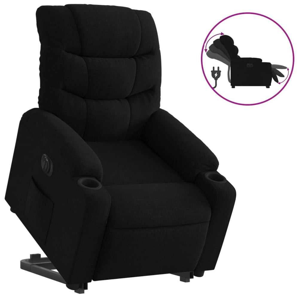 Sta-op-stoel elektrisch verstelbaar stof zwart